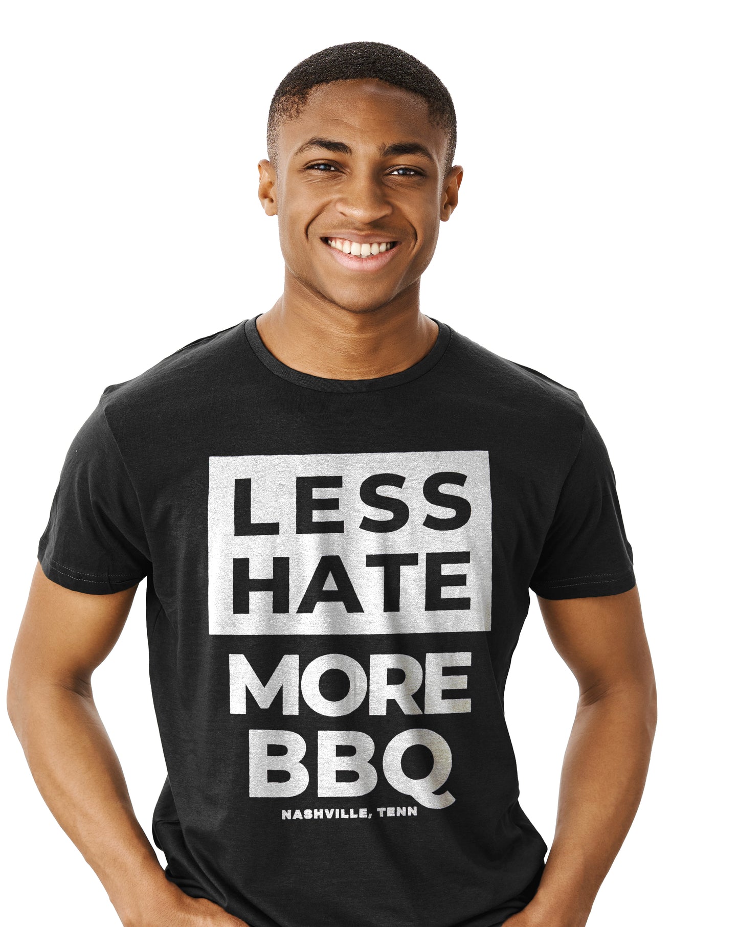 Spread some love and share your barbeque pride in our MORE BBQ crew tee.