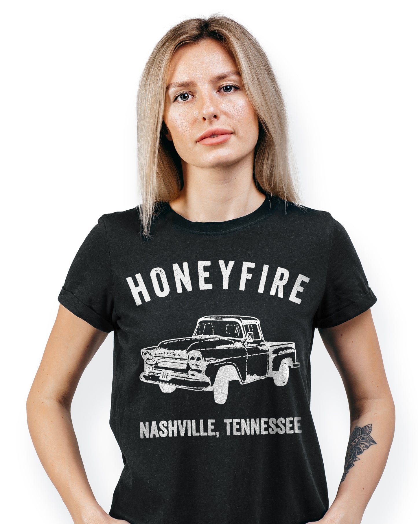 Show your love for a classic pickup — and HoneyFire — with our awesome distressed truck shirt.